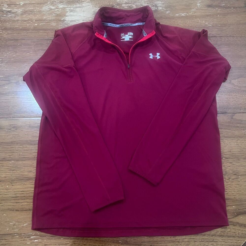 Under Armour Men's Maroon Pullover Shirt Mock Neck 1/4 Zip